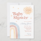 Boho Rainbow & Lächeln Sun Watercolor Babydusche Einladung (Vorderseite)