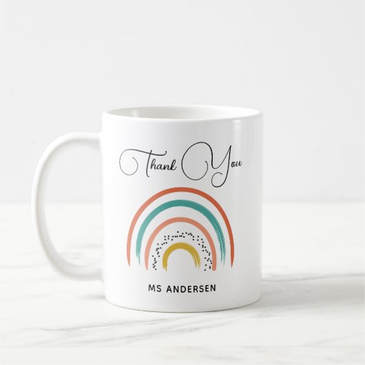 Boho Rainbow Lehrer Wertschätzung Personalisiert Kaffeetasse (Links)