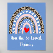 Boho Rainbow Leopard Pattern Hearts Boy Kinderzimm Poster (Vorne)