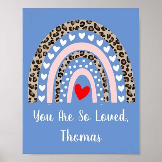 Boho Rainbow Leopard Pattern Hearts Boy Kinderzimm Poster (Vorne)