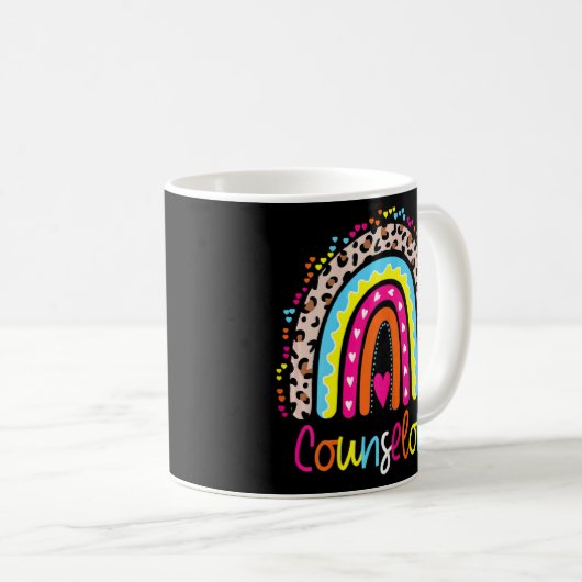 Boho Rainbow Leopard Zurück Kaffeetasse (VorderseiteRechts)