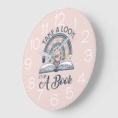 Boho Rainbow Library Reading It's in a Book Große Wanduhr (Winkel)