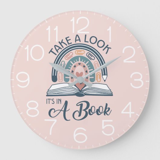 Boho Rainbow Library Reading It's in a Book Große Wanduhr (Vorderseite)
