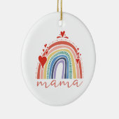 Boho Rainbow Liebe Hearts Mama Keramik Ornament (Rechts)