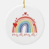 Boho Rainbow Liebe Hearts Mama Keramik Ornament (Hinten)