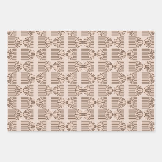 Boho Rainbow Line Arch in Brown und Terracotta Geschenkpapier Set (Vorderseite)