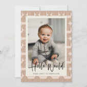 Boho Rainbow Lines Terracotta Neugeborenes Foto Bi Ankündigung (Vorderseite)