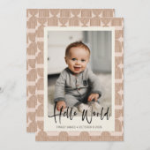 Boho Rainbow Lines Terracotta Neugeborenes Foto Bi Ankündigung (Vorne/Hinten)