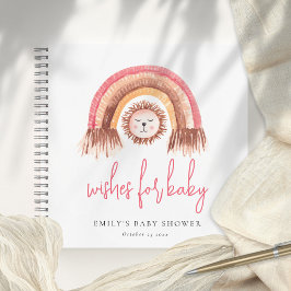 Boho Rainbow Lion Pink Baby Showroom Gästebuch Notizblock