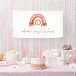 Boho Rainbow Lion Pink Willkommen im Baby Shower Banner