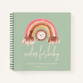Boho Rainbow Lion Sage Baby Shooting Guest Book Notizblock (Vorderseite)