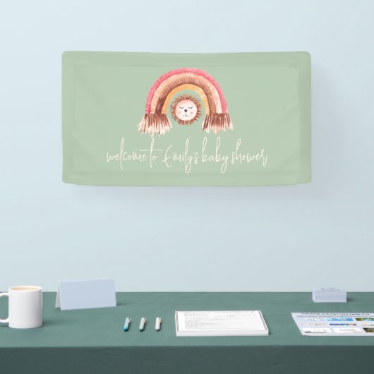 Boho Rainbow Lion Sage Herzlich willkommen im Baby Banner (Messe)