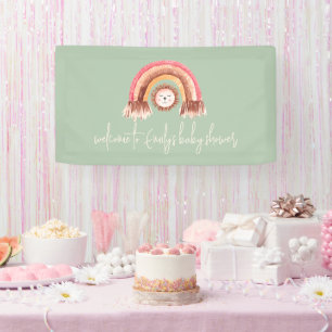Boho Rainbow Lion Sage Herzlich willkommen im Baby Banner