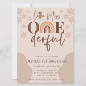 Boho Rainbow Little Miss Onederful 1. Geburtstag Einladung (Vorderseite)