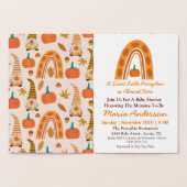Boho Rainbow Little Pumpkin Fall Baby Shower Folienkarte (Innenseite)