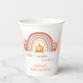 Boho Rainbow Little Pumpkin Fall Baby Shower Pappbecher (Vorderseite)