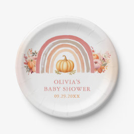 Boho Rainbow Little Pumpkin Fall Baby Shower Pappteller