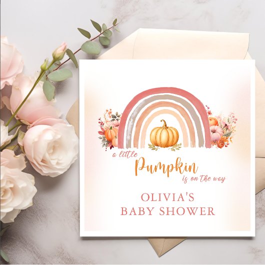 Boho Rainbow Little Pumpkin Fall Baby Shower Serviette