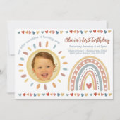 Boho Rainbow | Little Sunshine Birthday Foto Einladung (Vorderseite)
