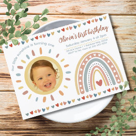 Boho Rainbow | Little Sunshine Birthday Foto Einladung