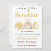 Boho Rainbow | Little Sunshine Erster Geburtstag Einladung (Vorderseite)