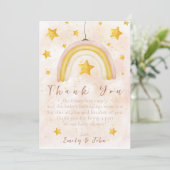 Boho Rainbow Magie Goldsterne Staub Danke Einladung (Stehend Vorderseite)