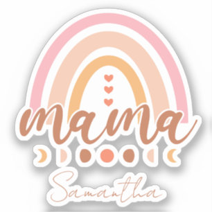 Boho Rainbow Mama mit Mondphasen Aufkleber