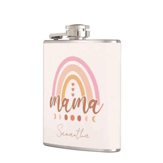 Boho Rainbow Mama mit Mondphasen Flachmann (Links)