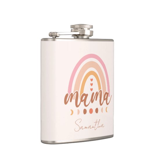 Boho Rainbow Mama mit Mondphasen Flachmann (Rechts)