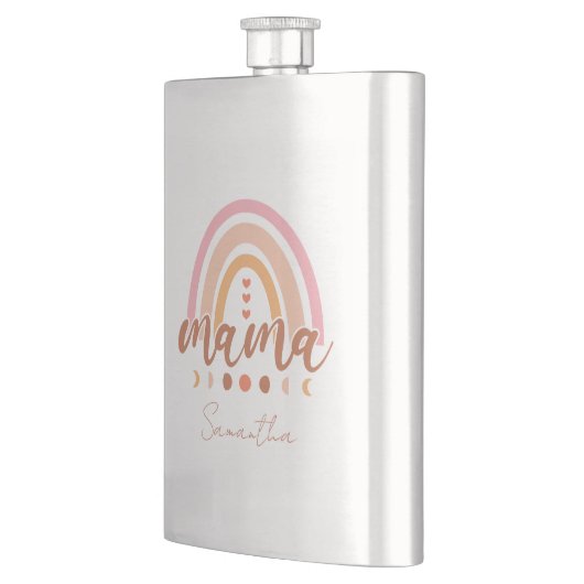 Boho Rainbow Mama mit Mondphasen Flachmann (Links)