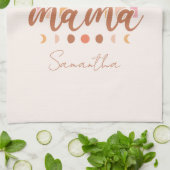 Boho Rainbow Mama mit Mondphasen Geschirrtuch (Gefaltet)