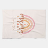 Boho Rainbow Mama mit Mondphasen Geschirrtuch (Horizontal)