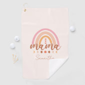 Boho Rainbow Mama mit Mondphasen Golfhandtuch (Insitu)