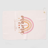 Boho Rainbow Mama mit Mondphasen Golfhandtuch (Horizontal)