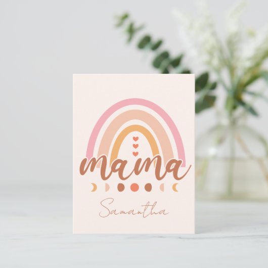 Boho Rainbow Mama mit Mondphasen Postkarte (Stehend Vorderseite)
