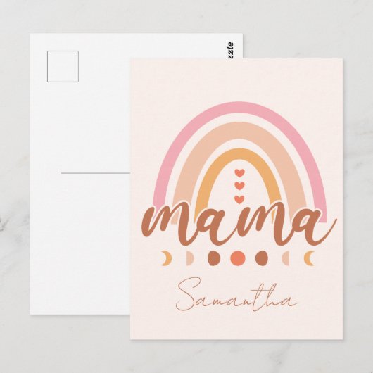 Boho Rainbow Mama mit Mondphasen Postkarte (Vorne/Hinten)