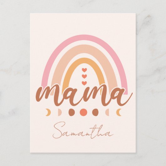 Boho Rainbow Mama mit Mondphasen Postkarte (Vorderseite)