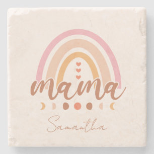 Boho Rainbow Mama mit Mondphasen Steinuntersetzer
