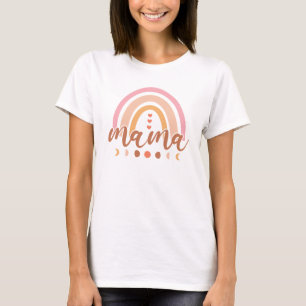Boho Rainbow Mama mit Mondphasen T-Shirt