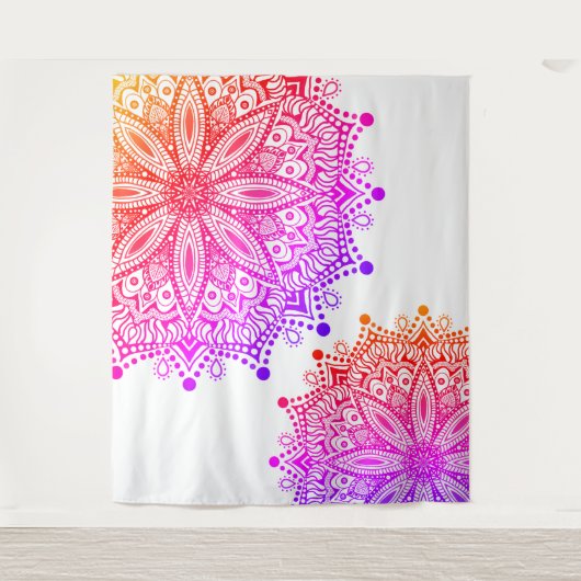 Boho Rainbow Mandala Tapestry Wandteppich (Vorderseite)