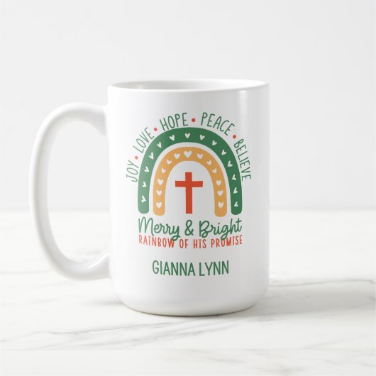 Boho Rainbow Merry and Bright Christmas Kaffeetasse (Links)