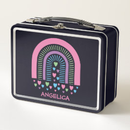 Boho Rainbow Metal Lunch Box für Herz und Streifen