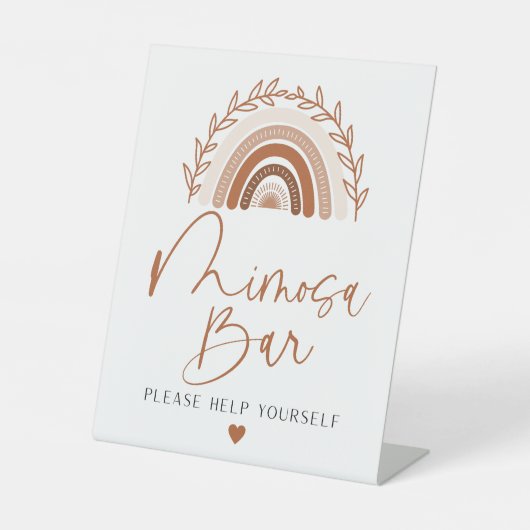 Boho Rainbow Mimosa Bar Sign, Terracotta Tones Sockelschild (Vorderseite)