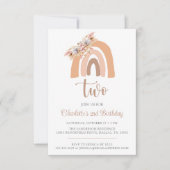 Boho Rainbow Minimalistisch Pampas Grass Birthday Einladung (Vorderseite)