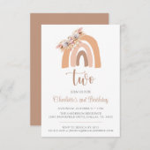 Boho Rainbow Minimalistisch Pampas Grass Birthday Einladung (Vorne/Hinten)