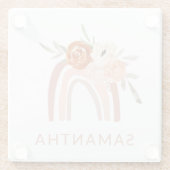 Boho Rainbow mit Blume | Neutrale Farbe Glasuntersetzer (Rückseite)