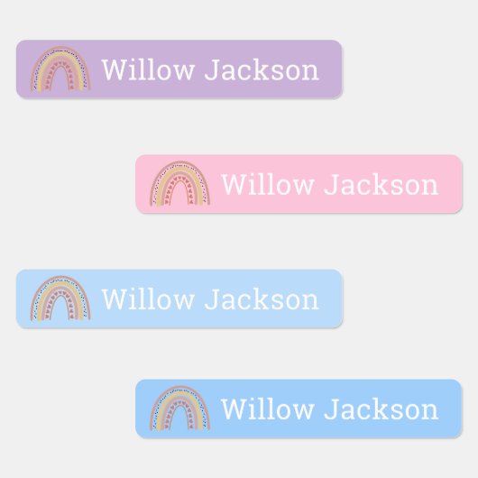 Boho Rainbow mit Liebe Herz Personalisiert School Etiketten (Gruppe)