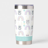 Boho Rainbow mit Pastel Hearts Niedlich Yeti Thermobecher (Rückseite)