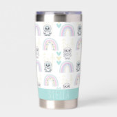 Boho Rainbow mit Pastel Hearts Niedlich Yeti Thermobecher (Vorderseite)