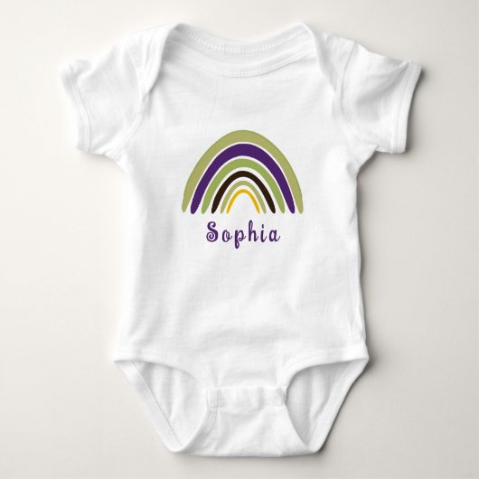 Boho Rainbow mit Personalisiertem Namen in grün Baby Strampler (Vorderseite)